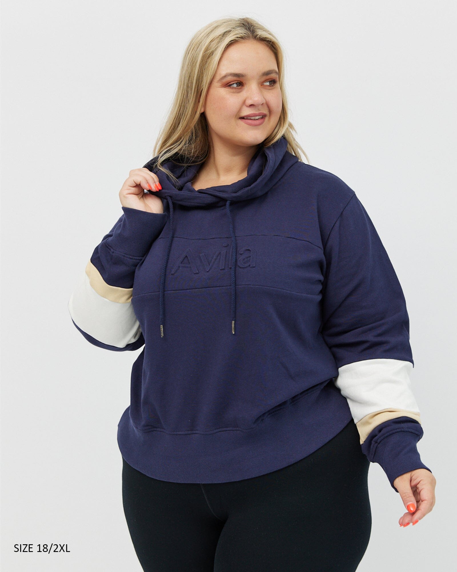 Emboss Logo Hoodie - Navy Hoodie Avila the label 18/2XL 