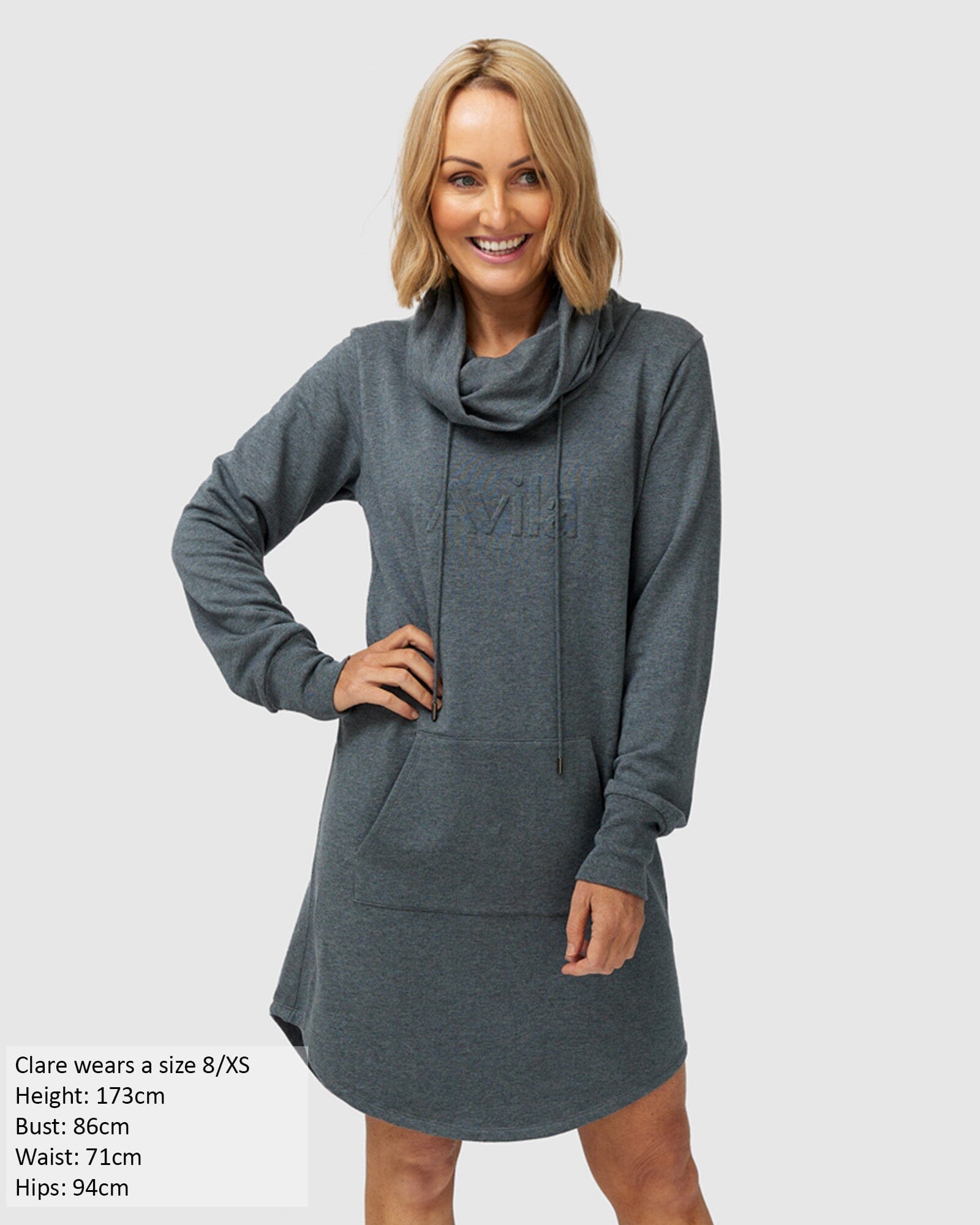 Isla cowl neck dress - charcoal grey Dress Avila the label 