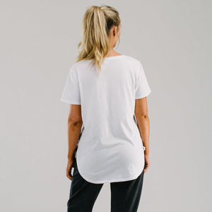 Classic Long T-shirt in white made from organic cotton.
